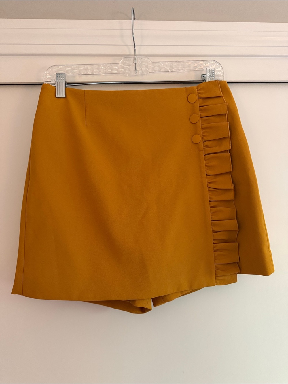 Tory Sport Mustard Ruffle-Trim Mini Skort